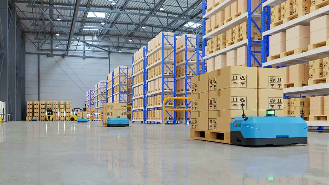 Agv Robot Transport In Logistics Centers